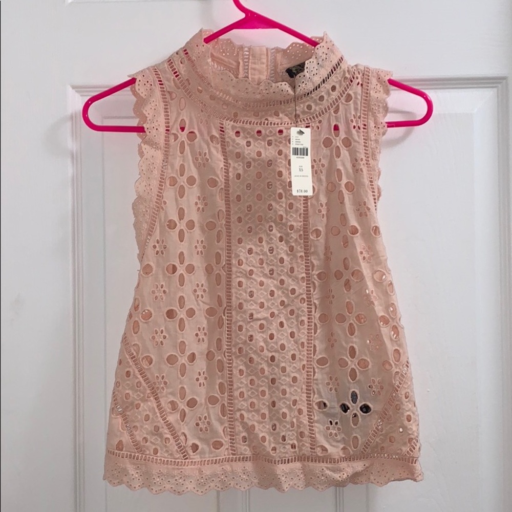 NWT Anthro James Coviello Eyelet Mock Neck Tank